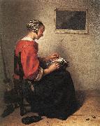 NETSCHER, Caspar The Lace-Maker oil painting artist